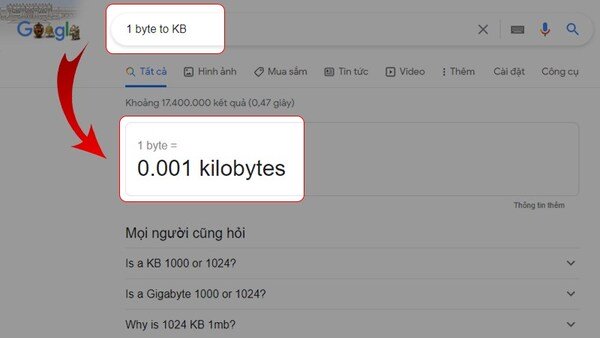 1 byte bằng bao nhiêu bit?